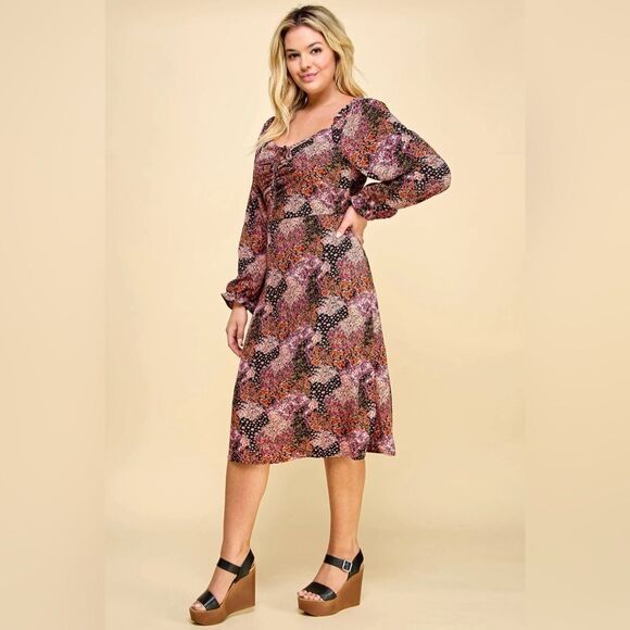 Lily Rose Dresses & Skirts - Lily Rose | Long Sleeve Babydoll Midi Floral Dress